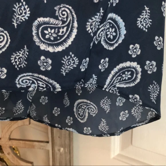 LC Lauren Conrad Blue Aqua Paisley Blouse, Boho, Size M - Picture 5 of 8